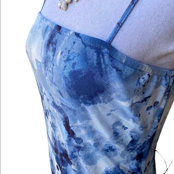 bebe High Slit Flare Blue and White Dress Size Large. New - Picture 2 of 13